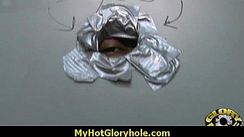 I sneak black bj as i fuck husband thrue gloryhole 8