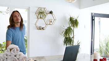 Step son tricks blind masseuse stepmom into giving him a sexual massage