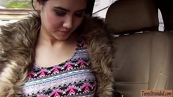 Pretty brunette teen girl gets drilled by stranger guy