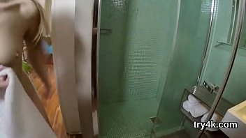 Sweet sweetie blows dick in pov and gets slim quim penetrated