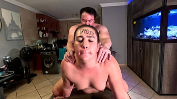 Bbw fish hooked & face slapped by older guy while fucked doggystyle creampie