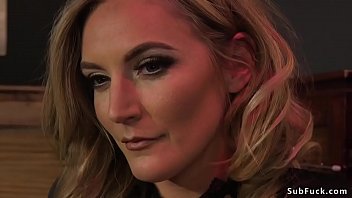 Extreme Hot Blonde Mistress Mona Wales In Lingerie Plays With Her Male Toy And Puts Him In Different Bondage Positions thumbnail