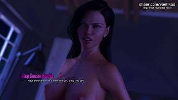 Horny femdom step cousin teen with big boobs and a perfect body rides a big cock and gets her little pussy creampied life in santa county lisc taboo hentai game part #15