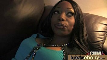 Hot ebony chick in interracial gangbang 19