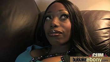 Hot ebony chick in interracial gangbang 19