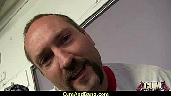 Cum slut introduced to bukkake 4