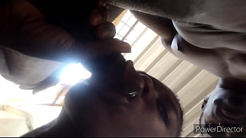 Finger fucking and throating her dirty mouth in her hot pink shorts