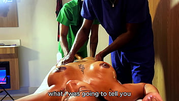 Four hands masagge ends in a rough sex with a nasty hotwife