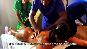 Four hands masagge ends in a rough sex with a nasty hotwife