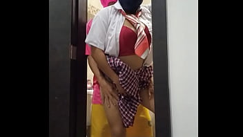 Student goes to the bathroom and meets the classmate the male warms her up and convinces her that it is better to have sex than to be thinking about the bad grade