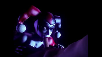Harley quinn sucks dick in her classic suit while shaking her ass