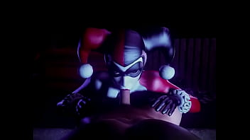 Harley quinn sucks dick in her classic suit while shaking her ass
