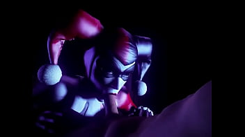 Harley quinn sucks dick in her classic suit while shaking her ass