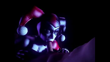 Harley quinn sucks dick in her classic suit while shaking her ass