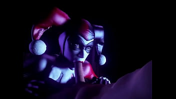 Harley quinn sucks dick in her classic suit while shaking her ass