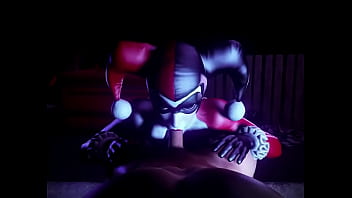 Harley quinn sucks dick in her classic suit while shaking her ass