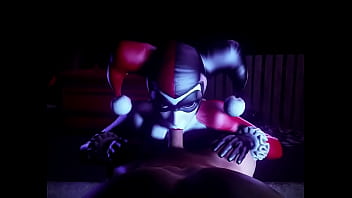 Harley quinn sucks dick in her classic suit while shaking her ass