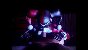 Harley quinn sucks dick in her classic suit while shaking her ass