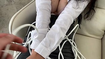 Hot secretary in a miniskirt deserves to be tied up and fucked