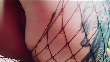 Sexy horny clown girl with a perfect ass has naughty fun with whipped cream at her kitchen