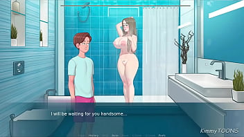 Big tit milf neighbour gave me bj in shower while her son was out