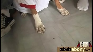 Busty black babe bubble bath group cocksuck 6