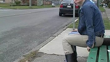 Ineed2pee desperation piss wetting alex janessa bus stop embaressment