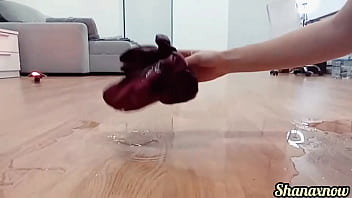 Pissing in my grain sports spandex shorts during and mopping