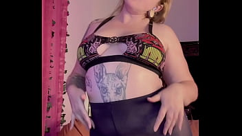 Masturbation in black pantyhose