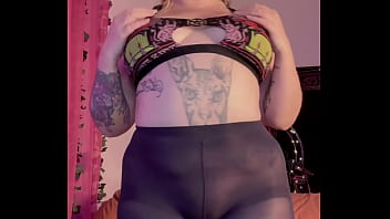 Masturbation in black pantyhose