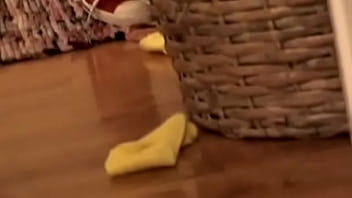 Hot blonde in the laundry