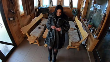 Elegant fur coated slut fucked on a wooden table and covered in cum twice 240 preview