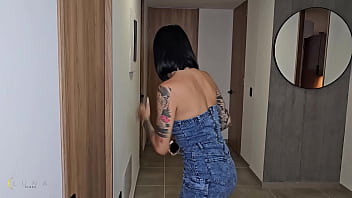 Rough sex with creampie on the public stairs of a building luna vitaler and max betancur