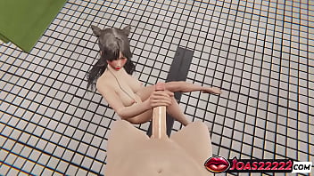 Sexy girl in toilet animation huge cock handjob stroking titfuck on floor for cock and deepthroat with cum on face ending in honey select 2