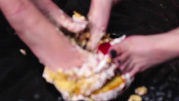 Feet crushing cake worship my dirty feet