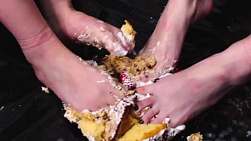 Feet crushing cake worship my dirty feet