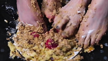 Feet crushing cake worship my dirty feet