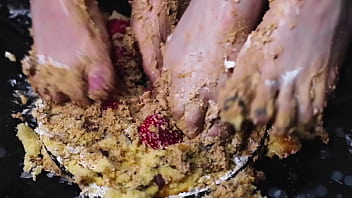 Feet crushing cake worship my dirty feet