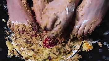 Feet crushing cake worship my dirty feet