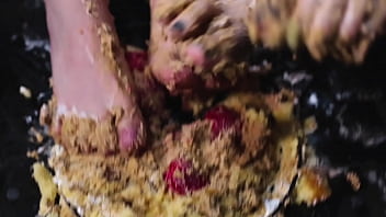 Feet crushing cake worship my dirty feet