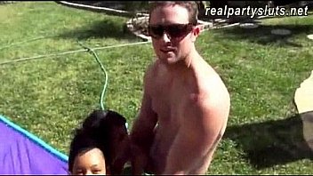 Hot amateur girls enjoyed the party and groupsex in the backyard