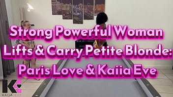 Strong powerful woman lifts & carry petite blonde paris love & kaiia eve