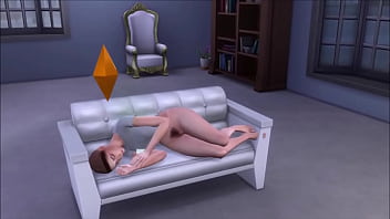 Big breasted college drop out lays around nude in her backyard masturbating while being watched