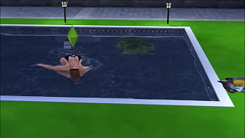 Big breasted college drop out lays around nude in her backyard masturbating while being watched