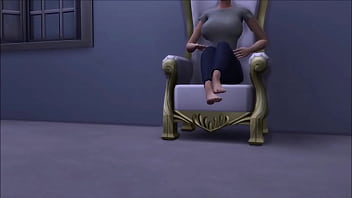 Big breasted college drop out lays around nude in her backyard masturbating while being watched