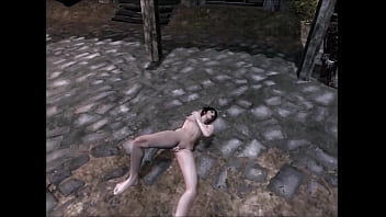 A lonely large breasted woman masturbates in public