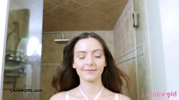 Smoldering brunette siren enjoys a sensual bath