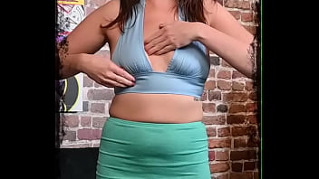 Allisha adams modeling a blue halter top for us