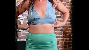 Allisha adams modeling a blue halter top for us