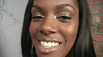 Natural cute black teen tries out gloryhole 30